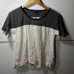 James Perse Colorblock grey & white blouse top